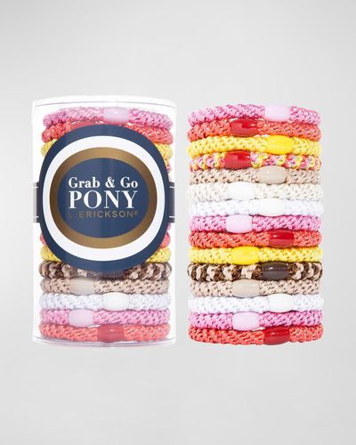 L. Erickson Grab & Go Pony Elastics Tube, Set Of 15 - Multicolor