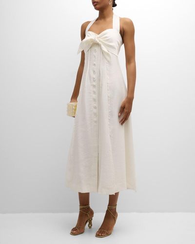 Cult Gaia Brylie Knotted-Bust Midi Halter Dress - Natural