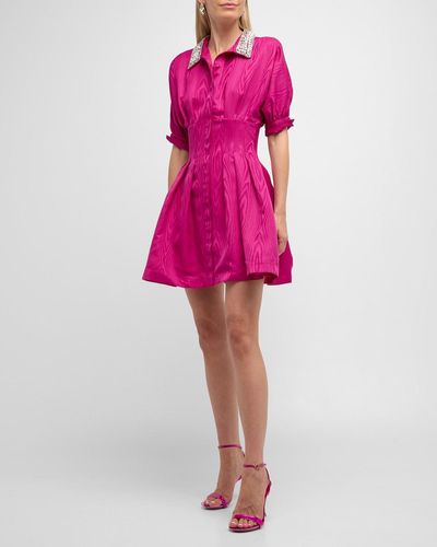 Rebecca Vallance Cynthia Pleated Crystal Mini Dress - Pink