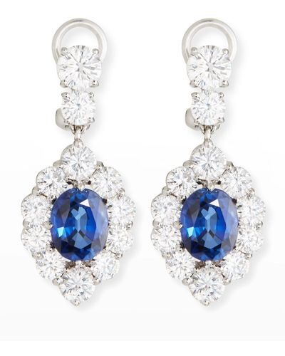 Fantasia by Deserio Lab Grown Sapphire Oval Drop Earrings - Blue