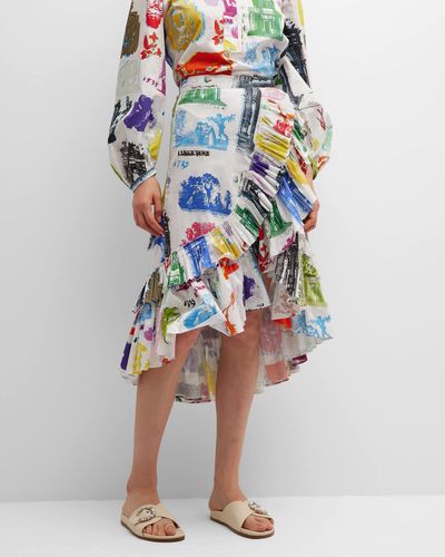 Libertine Larc De Summer Ruffled Midi Wrap Skirt - Multicolor