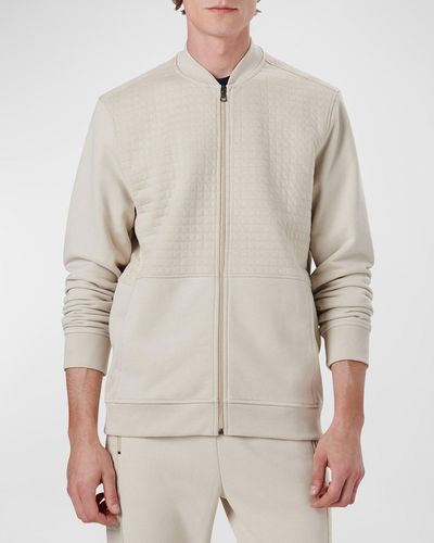 Bugatchi Organic Cotton Full-Zip Bomber Sweater - Natural