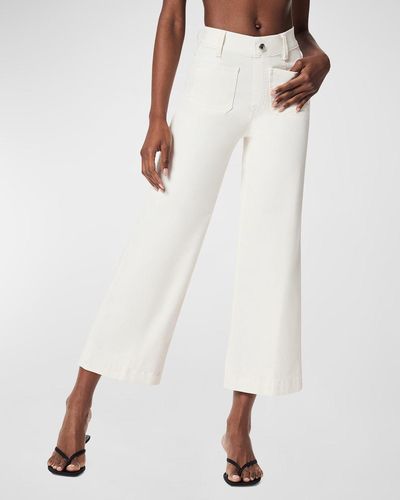 Spanx Cropped Wide-Leg Denim Jeans - White