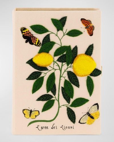 Olympia Le-Tan Small Lemons And Butterflies Book Clutch Bag - Yellow
