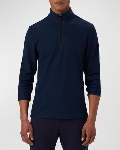 Bugatchi Quarter-Zip Sweater With Back Pocket - Blue