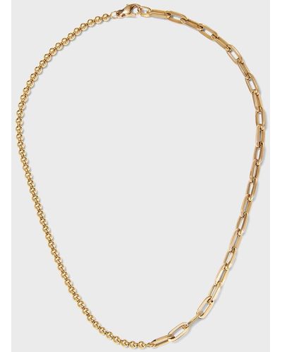 Fern Freeman Jewelry Yellow Gold Half Small Ball Half Small Oval-link Necklace - White