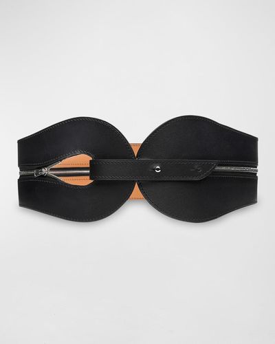 Vaincourt Paris L'Irresistible Leather Belt W/ Zipper - Black