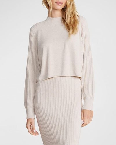 Barefoot Dreams Cozychic Ultra Lite Ribbed Mock-Neck Pullover - Natural