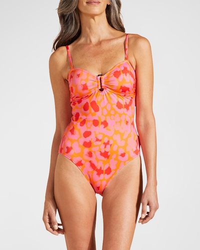 Vilebrequin Abstract Leopard Printed One-Piece Swimsuit - Orange