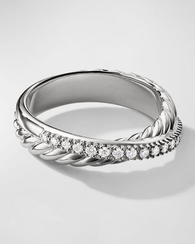 David Yurman Crossover Band Ring With Diamonds - Gray