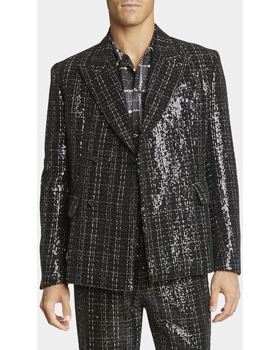 Amiri Sequined Boucle Double-Breasted Blazer - Black