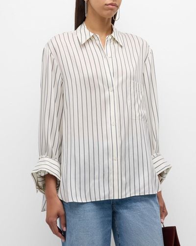 Twp New Morning After Striped Silk Shirt - White
