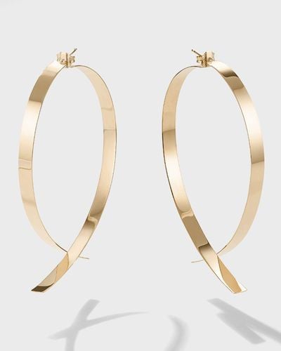 Lana Jewelry 75Mm Large Flat Wide Front/Back Upside Down Hoop Earrings - White