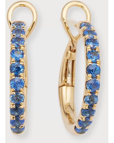 Frederic Sage 18k Yellow Gold Small All Sapphire Polished Inner Hoop Earrings - Blue