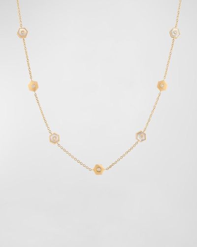 Miseno Baia Sommersa 18k Yellow Gold Long Necklace With White Diamonds And Mother-of-pearl
