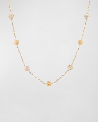 Miseno Baia Sommersa 18k Yellow Gold Long Necklace With White Diamonds And Mother-of-pearl