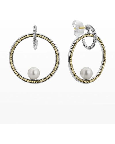Lagos Luna Pearl Circle Drop Earrings - Metallic