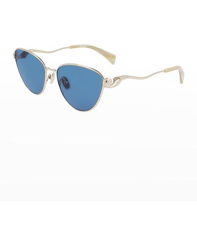 Lanvin Armand Albert Rateau Metal Cat-Eye Sunglasses - Blue