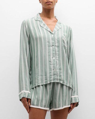 Pj Salvage Stripe Hype Long-Sleeve & Shorts Pajama Set - Green