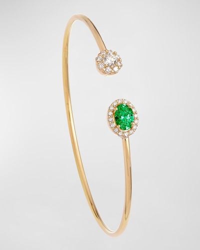 Krisonia 18k Yellow Gold Bracelet With Diamonds And Emerald - Green