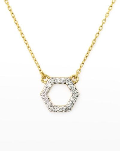Jude Frances Petite Hexagon Diamond Station Necklace - Metallic