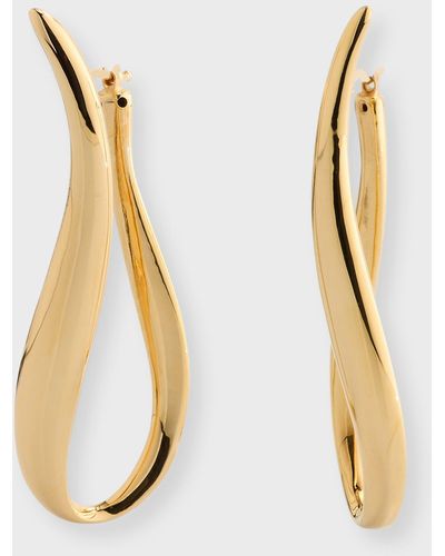 Lisa Nik 18k Golden Dreams Elongated Wavy Earrings - Metallic