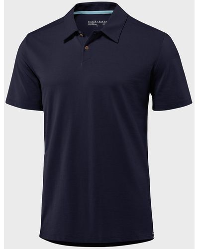 Fisher + Baker Kent Asymmetric-Button Polo Shirt - Blue