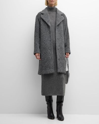 Eileen Fisher Missy Alpaca Boucle Notch-collar Coat - Gray