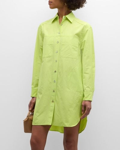 Finley Nash Taffeta Mini Shift Shirtdress - Green