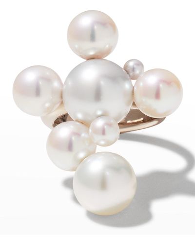 Assael South Sea 2-pearl And Akoya 6-pearl Ring - White