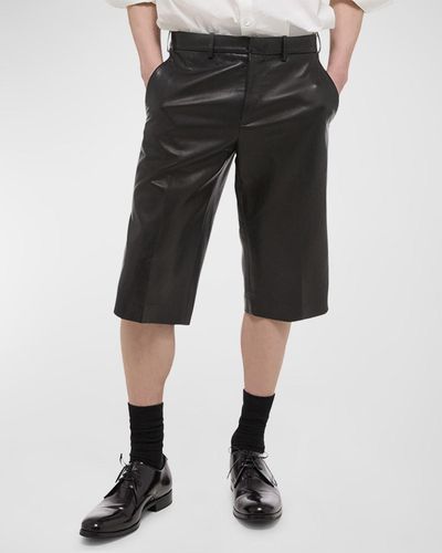Helmut Lang Nappa Leather Zip-Hem Shorts - Black