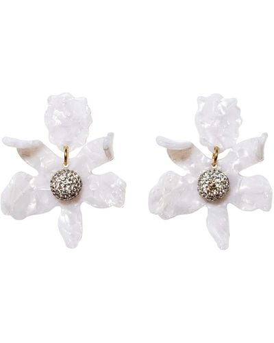 Lele Sadoughi Small Crystal Lily Drop Earrings - White