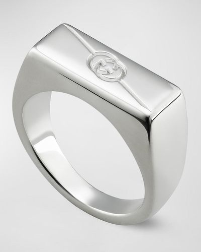 Gucci Tag Ring Chevalier, 7.5mm Silver - White