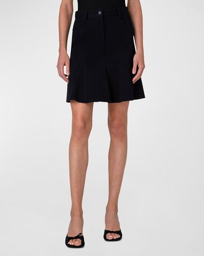 Akris Punto Godet-hem Cotton Denim Stretch Mini Skirt - Black