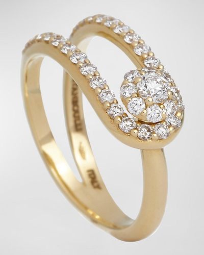 Krisonia 18k Yellow Gold Ring With Diamond Half, Size 7 - Metallic