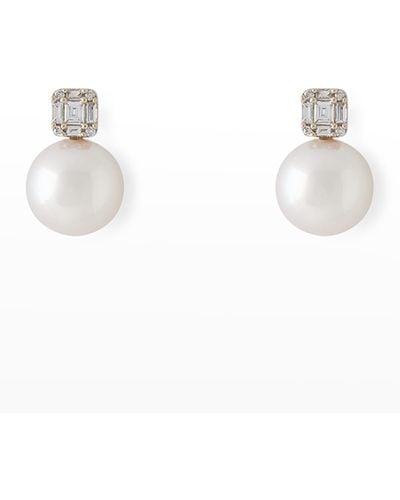 Pearls By Shari 18K 8Mm And Bag Diamond Stud Earrings - White