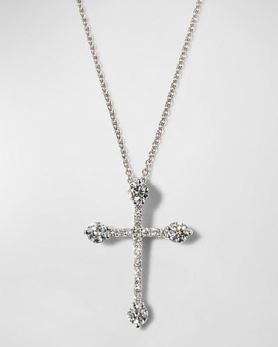 Roberto Coin 18k White Gold Diamond Cross Necklace, 0.37tcw
