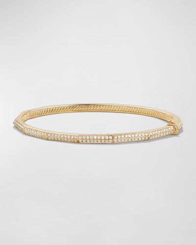 David Yurman Stax 18k Gold Faceted Bracelet With Diamonds, Size M - Natural