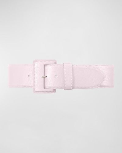 Vaincourt Paris La Merveilleuse Large Pebbled Leather Belt With Covered Buckle - Pink