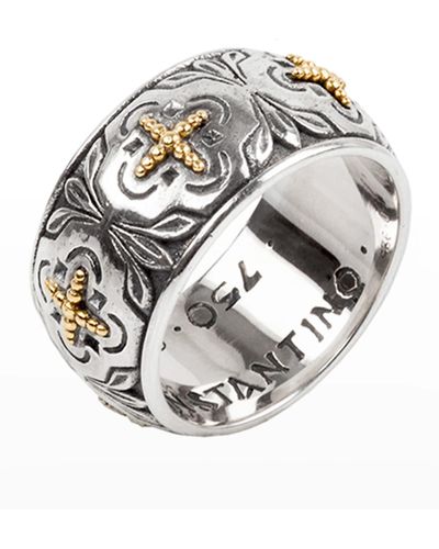 Konstantino Cross Milgrain Band Ring, Size 7 - Metallic