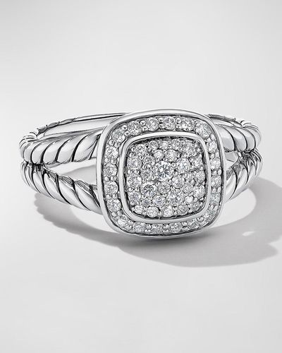 David Yurman Petite Albion Ring With Diamonds In Silver, 7mm - Metallic