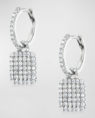 Sheryl Lowe Pave Diamond Shield On Huggie Earrings - Metallic