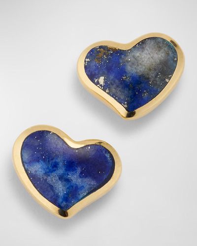 Jan Leslie Heart Stud Earrings - Blue