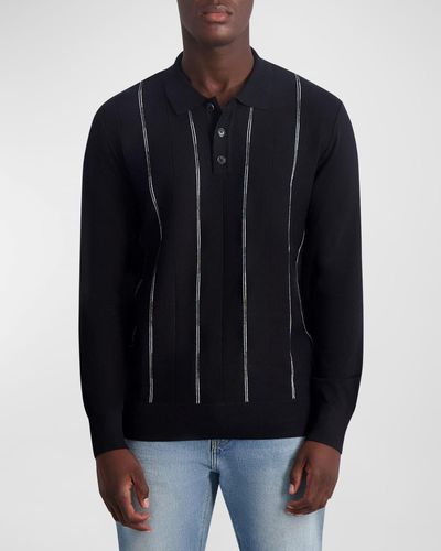 Karl Lagerfeld Striped Polo Sweater - Blue