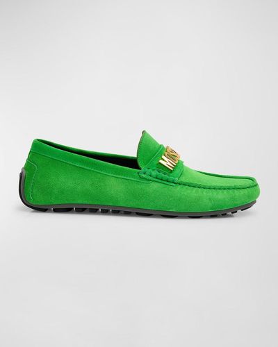 Moschino Leather Logo Driving Shoes - Green