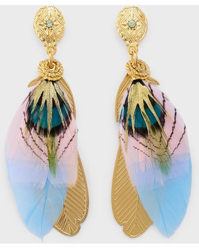 Gas Bijoux Sao Feather Drop Earrings - Multicolor