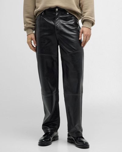 FRAME Paneled Loose-Fit Leather Pants - Black