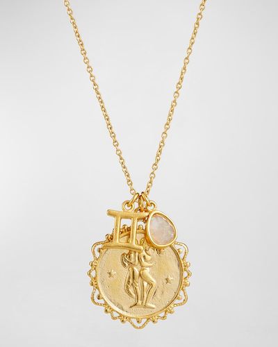 Tai Zodiac Charm Necklace W/ Moonstone - Metallic