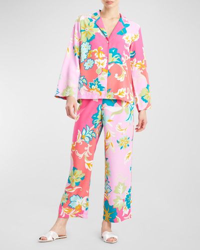 Natori Marbella Floral Print Pajama Set - White