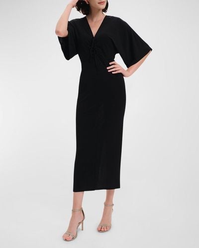 Diane von Furstenberg Valerie Ruched Bodycon Jersey Midi Dress - Black